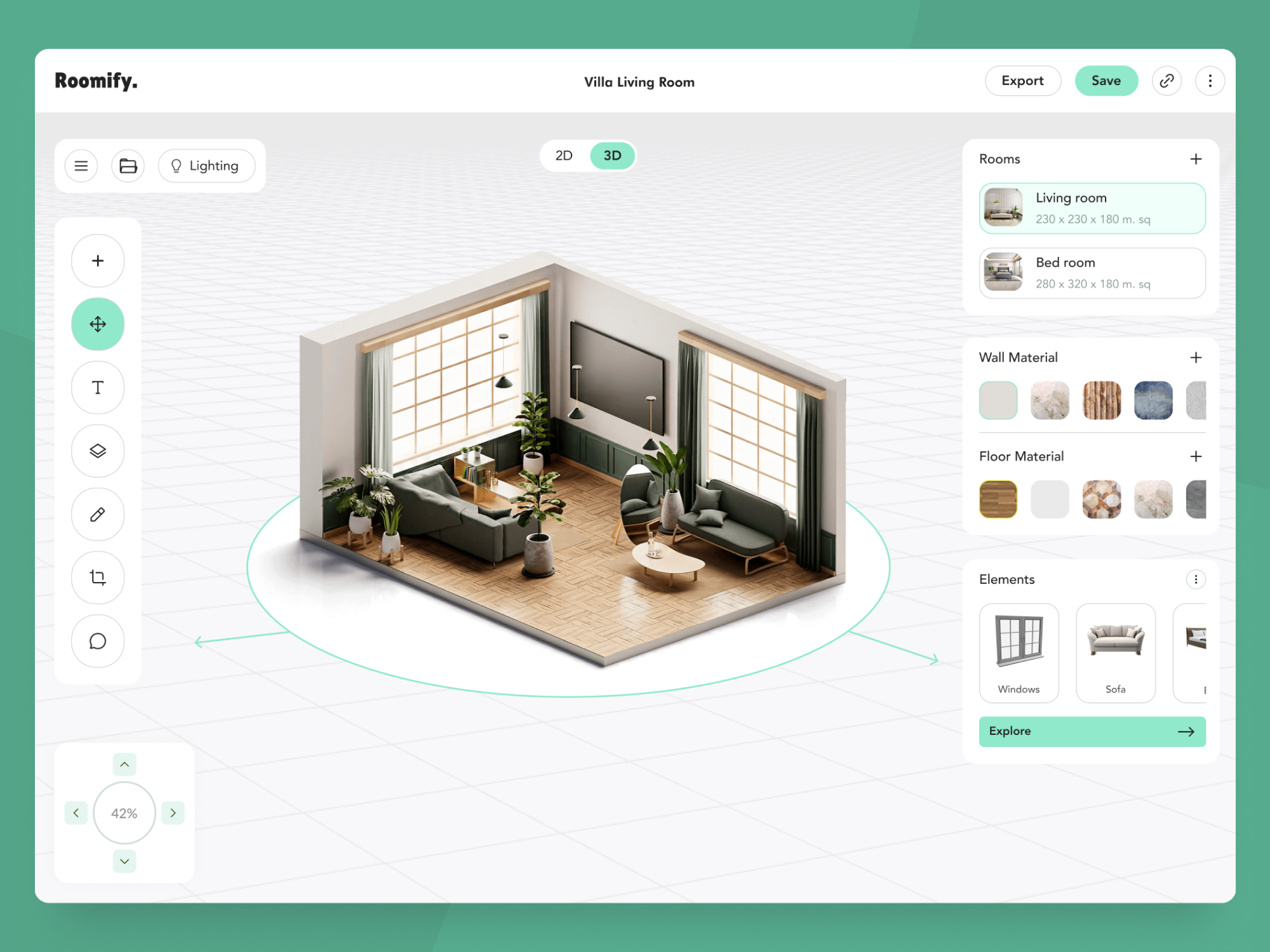 Example of Craft Your Space: Roomify’s 3D Design Interface