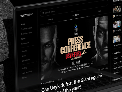 News Website | boxing boxing development match matchday news news page news web no code no code development nocode ui ui desing uidesign ukraine usyk usyk vs fury web design web development