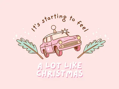 Christmas car ornament car christmas christmas ornament clipart cute groovy hogwarts illustration magical potter fan retro simple vector vintage