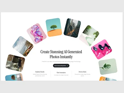Minimal Hero section for Framer built with Frameblox UI kit ai business circle cta features header hero images landing light minimal photos rotate section ui