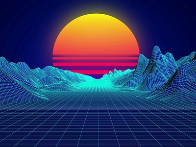 Retro Futuristic Sunset | Neon Wireframe Animation aesthetics animation motion graphics