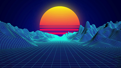 Retro Futuristic Sunset | Neon Wireframe Animation aesthetics animation motion graphics