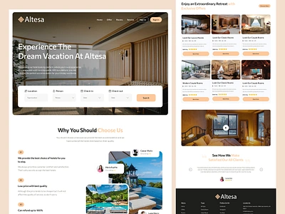 Hotel Booking Platform UI Design airbnb booking booking app booking platform hotel hotel booking landing page minimal design modern website design product landing page saas tour operator tourism tourism agency tourism landing page travel booking service traveling website ui ux vacation web platform web design