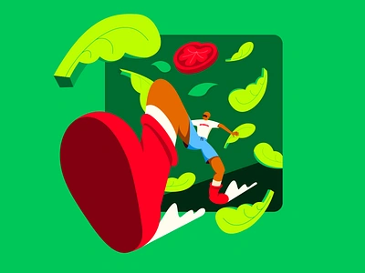 Fresssh frenzy character food illustration illustrator lettuce miguelcm scene tomato