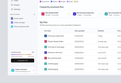 Cloud storage app cloud storage dashboard figma saas ui ui design