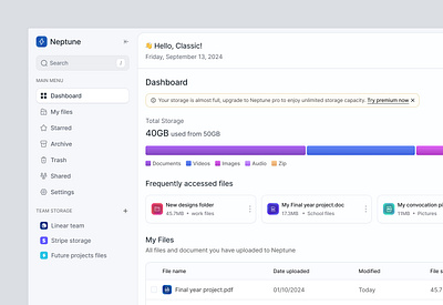 Cloud storage dashboard dashboard figma product design saas ui ui design uiux