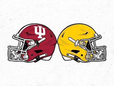 IU vs ND helmets college football helmet illustration indiana notre dame playoffs