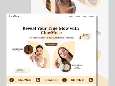 GlowMuse - Beauty Landingpage beauty branding hero section landingpage minimalist modern responsive ui website