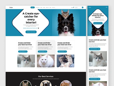 Pet Artist Website Design agency art arts colorful ui figma design landing page design pet art website pet artist website pet arts pet landing page pet website pets topagency uiux agency vinomind webapp website design