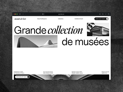 Monde de l'art: Your Gateway to Discovering Art & Culture 🎨✨ app art black black white branding design editorial graphic design logo museum swiss ui vector white