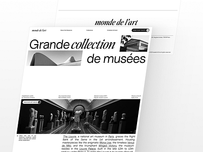 Monde de l'art: Your Gateway to Discovering Art & Culture 🎨✨ app art black black white branding design editorial graphic design logo museum swiss ui vector white