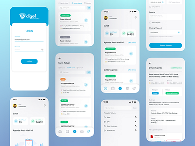 DIGOF Mobile App UI agenda correspondence design digital office homepage landing page letter mail mobile app platforms schedule surat ui ux