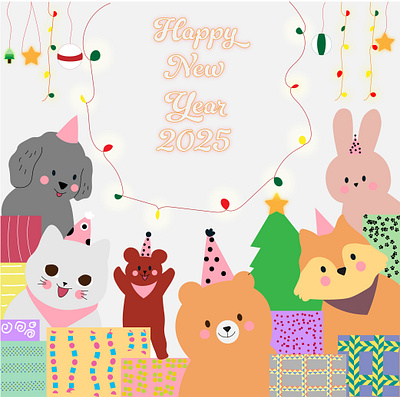 New Years Greeting character design illustration illustrator