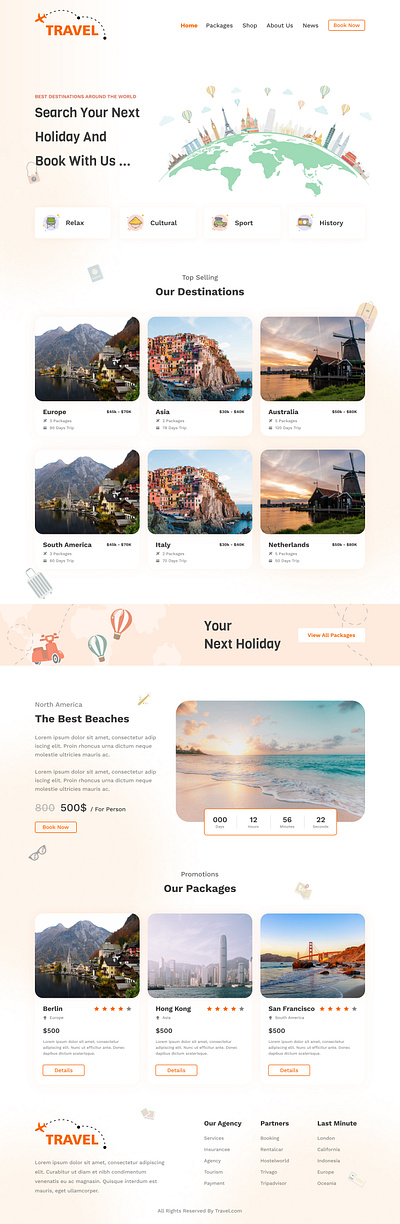 Travel Landing Page design figma landingpage logo redesign travel ui webdesign