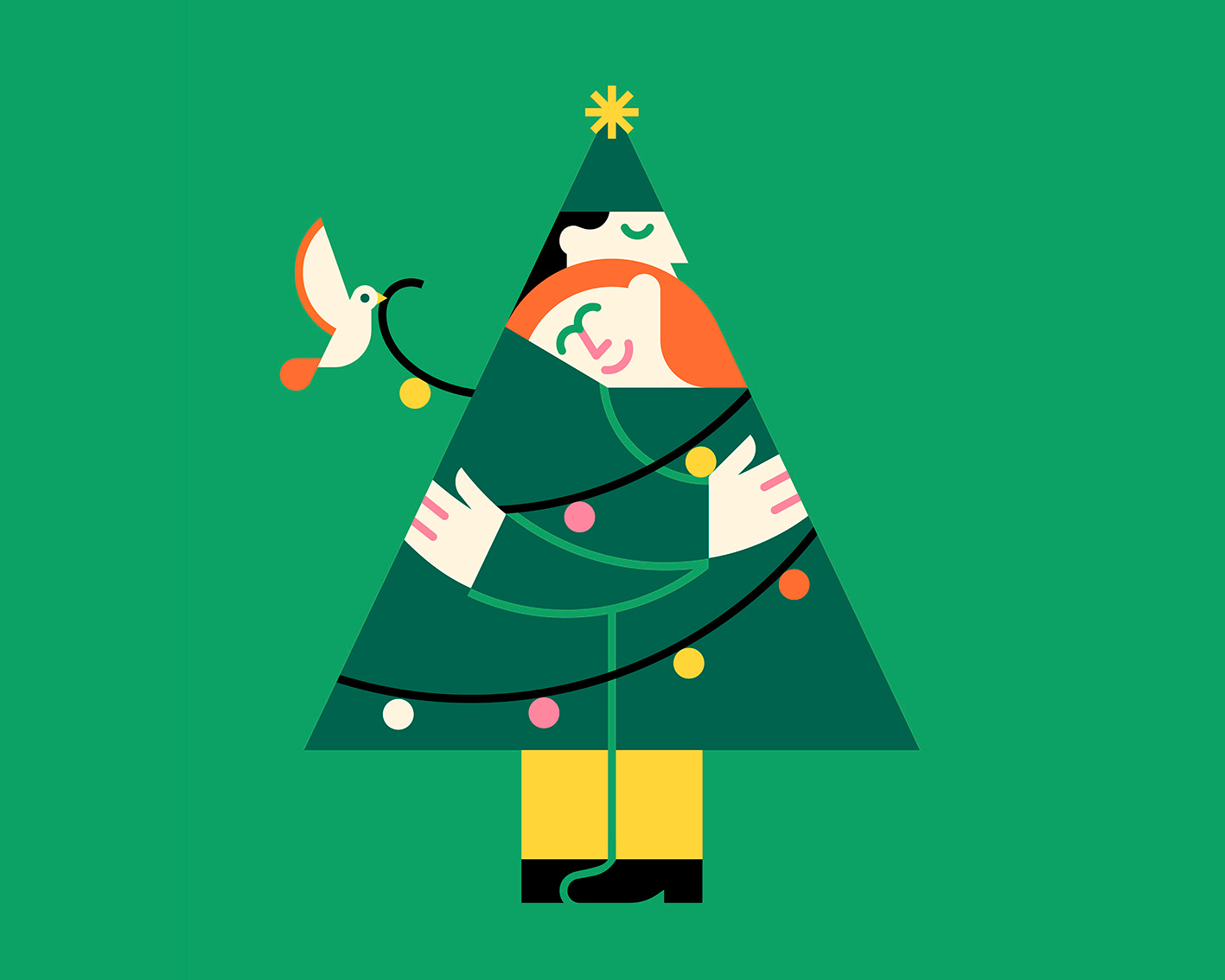 Xmas Tree adobe illustrator christmas design draw fun geometry green greeting card happy icons illustration lineart logo logo design love tree vector xmas