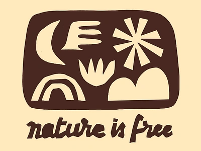 Nature is free collage folk midcentury papercut type