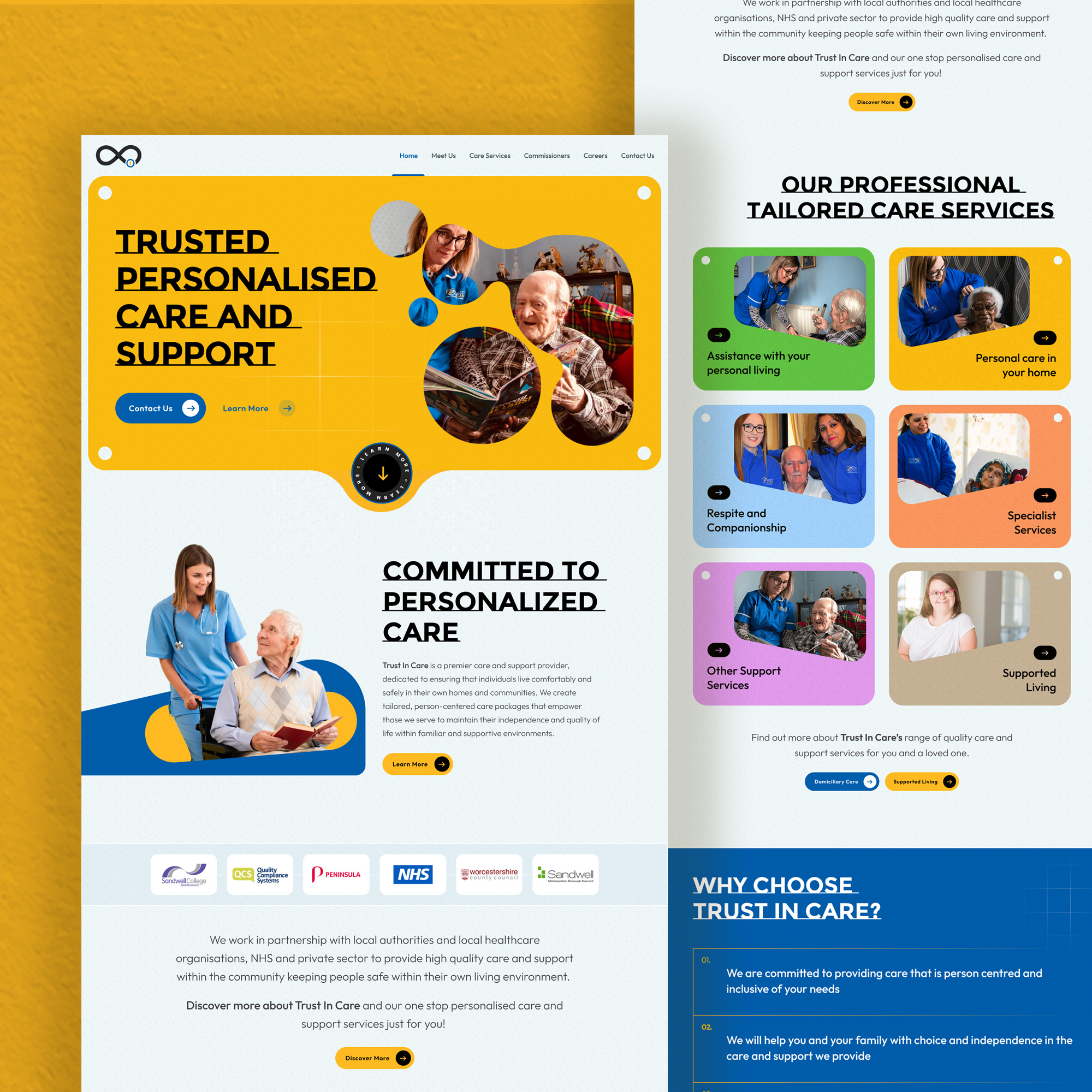 Personal care and support Agency app design branding design figma graphic design landing page logo design mockup personal care and support agency ui ux web design website website design