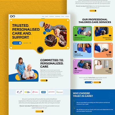 Personal care and support Agency app design branding design figma graphic design landing page logo design mockup personal care and support agency ui ux web design website website design