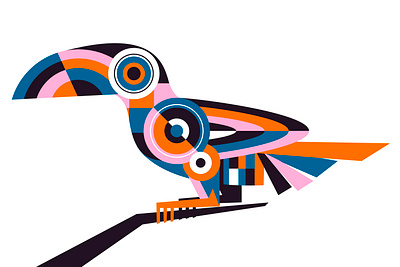 Isometric bird design illustration graphic design