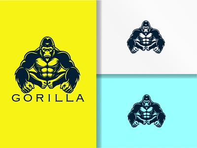 Gorilla Logo african aggression angry animal endangered gorilla gorilla for sale herbivore horned illustration rare silhouette strength strong ui ux vector wilderness wildlife zoo