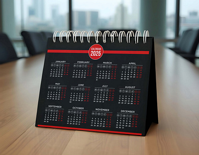 2025 Red and Black Premium Calendar Template 2025 calendar advertising annual black branding business corporate dark date desk calendar landscape monday new year office planner premium red stationery template