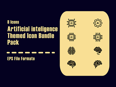 Artificial Intelligence Themed Icon Bundle abstract ai artificial intelligence artwork brain circuit design futuristic graphic design icons illustration logo network vector