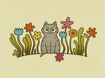 flower patch cat cat flowers illustration procreate