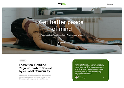 Yoga website landing page ui ux