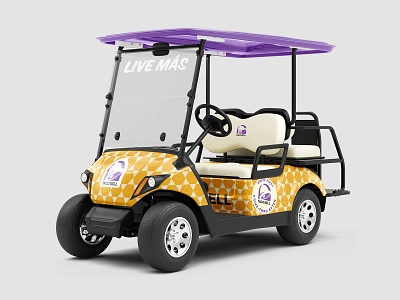 TB Golf Cart 3d rendering golf golf cart pattern taco bell