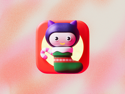 GitHub Christmas-Themed Icon 3d app appicon c4d christmas github icons illustration logo render ui