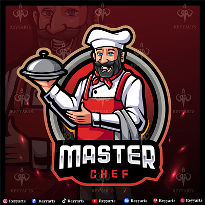 MASTER CHEF MASCOT ESPORT LOGO DESIGN artwork badge brand chef cooking custom delicious design drawing drink esport food illustration logo mascot master people project restaurant vector