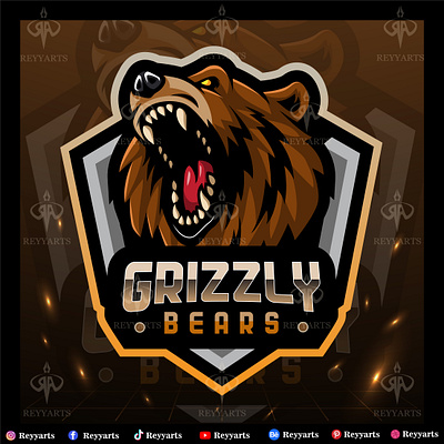 GRIZZLY BEAR HEAD MASCOT ESPORT LOGO DESIGN animal artwork bear custom design esport gaming grizzly head illustration logo mascot project sport squad tshirt vector