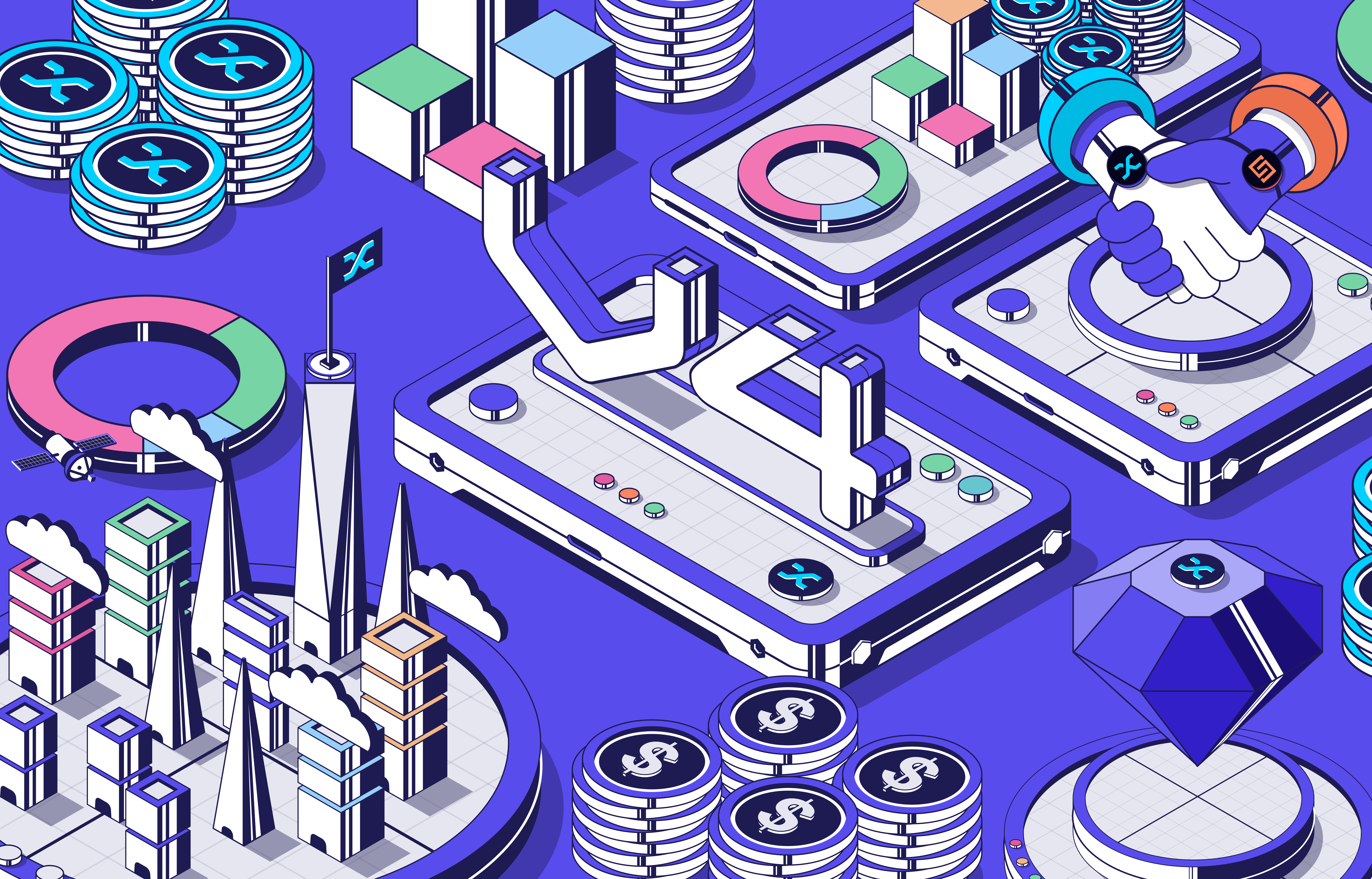 V4 World Illustartion crypto defi graphic design illustration isometric vector world