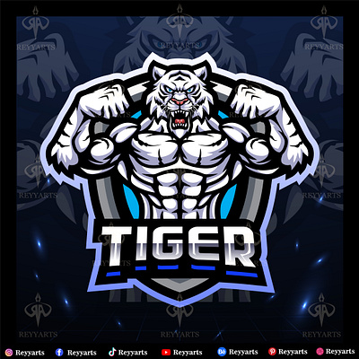 WHITE TIGER MASCOT ESPORT LOGO DESIGN artwork branding cat custom design esport fantasy illustration logo mascot project strong tiger tshirtdesign vector white