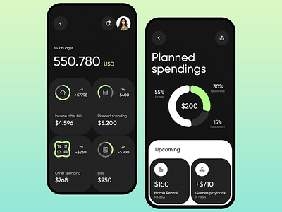 Finance App Design app app design app design concept app ui app ux budget app budgeting design finance app income mobile mobile app design mobile ui mobile ux personal finance planned spendings spendings ui design ux ux design