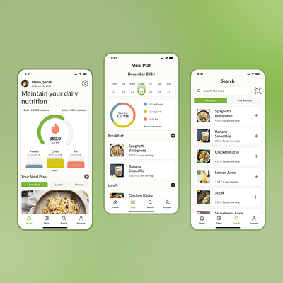 Nutrilens (meal planner) clean dashboard design graphic design health meal planner mobile app nutrition planner product design tracking app ui ui design ux