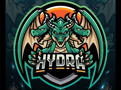 HYDRA DRAGON MASCOT ESPORT LOGO DESIGN artwork custom design dragon esport gaming head hydra illustration logo mascot mythology print project reptile reyyarts squad three tshirt vector