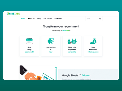 HIRETALE - Recruitment Landing Page branding clean ui design employee hire home page hr landing page landing page design landing page ui recruitment talent management ui ui design user experience ux ux design web web design website
