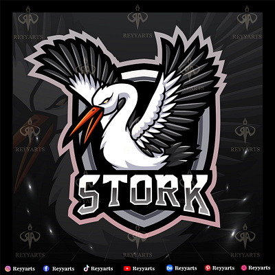 STORK ESPORT MASCOT LOGO DESIGN angry artwork badge bird branding custom design emblem esport gaming illustration logo mascot project reyyarts squad stork tshirt vector