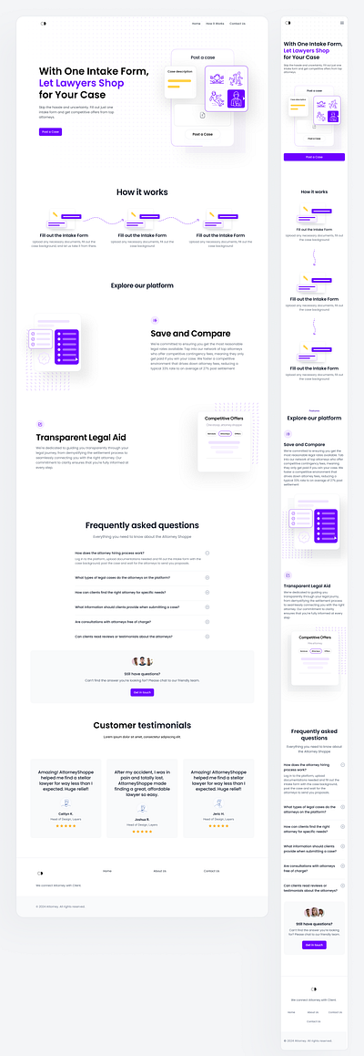 Attorney Shop - Landing Page attorney landing page product design responsive landing page shop uiux web page website