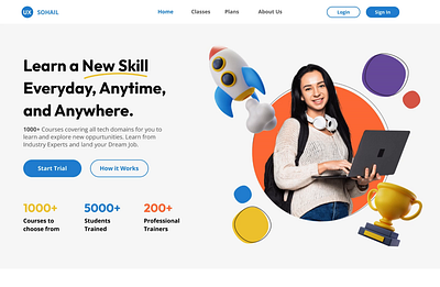 Online Course Website Design landing page ui ux web design website