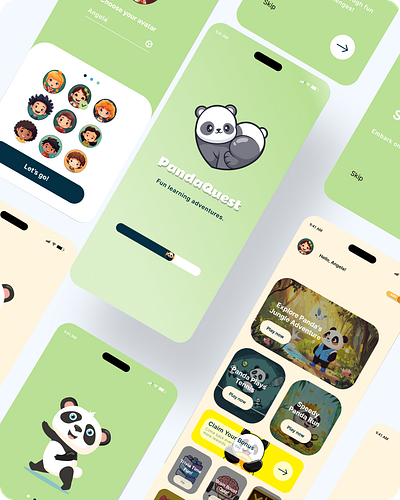 PandaQuest app figma gooddesign illustration kidsapp mobileapp ui ux webdesign