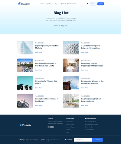 Property Blog List Design article list design article template blog list template content list design design property blog property listing property ui real estate ui