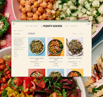 Plenty Goods: Salad Collection Page desktop web design website design website mockup