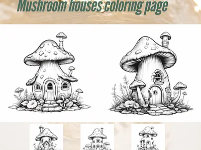 Tiny Mushroom Houses coloring page coloring page