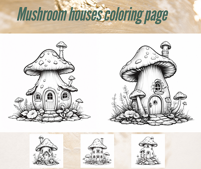 Tiny Mushroom Houses coloring page coloring page