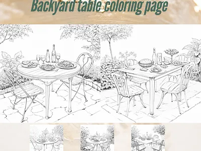 Backyard table coloring page coloring page