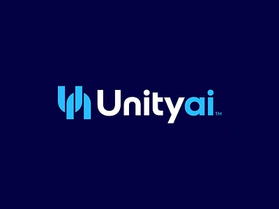 Unityai - Logo Design (Unused & For Sale) a ai artificial intelligence blue branding chain crypto line logo logo design minimal modern = monogram tech u unite unity