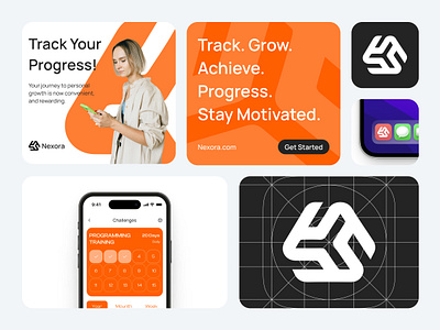 Nexora Branding Design app app design brand guidelines brand guidelines design branding branding design logo logo design social media social media design