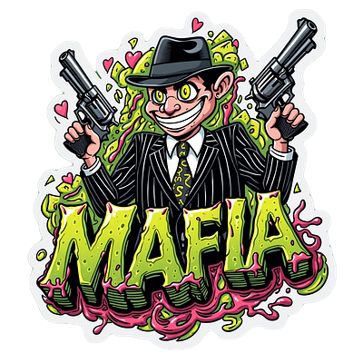 Mafia Mischief bold character art cartoon gangster